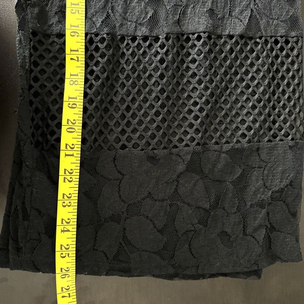 Shannon Ford New York Sheer Top Womens 3X Black Net Floral Lace Short Sleeve - Picture 11 of 11
